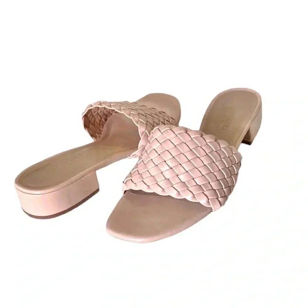 CUSHIONAIRE | Women's Nerida Woven Faux Leather Low Block Heel Sandal Size 9 - Picture 7 of 9